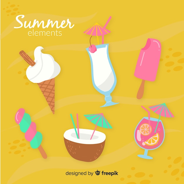 Hand drawn summer element collection