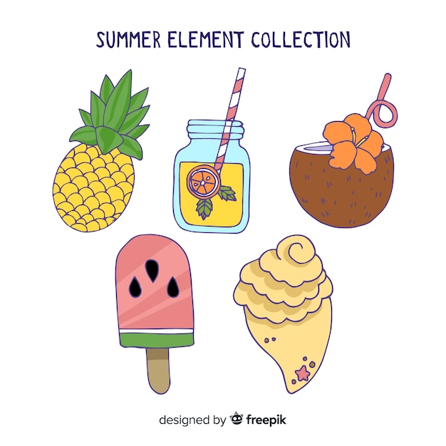 Hand drawn summer element collection