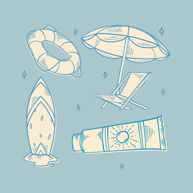 Free Vector hand drawn summer elements collection