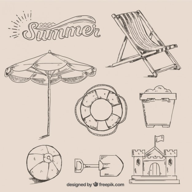 Free Vector hand drawn summer elements