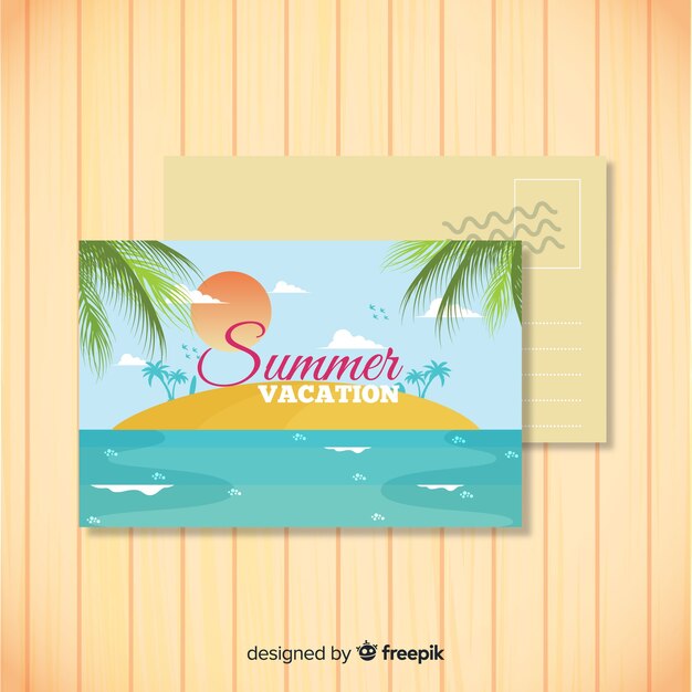 Hand drawn summer holiday postcard template