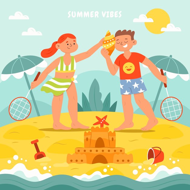 Hand drawn summer illustration