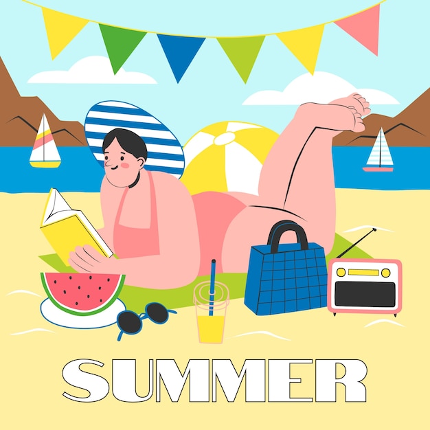 Hand drawn summer illustration