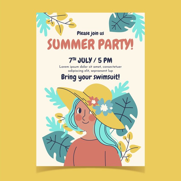 Hand drawn summer invitation template