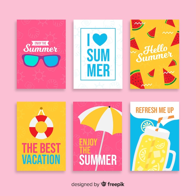 Free Vector hand drawn summer label collection