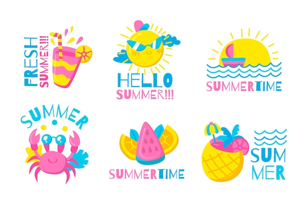 Hand-drawn summer labels design