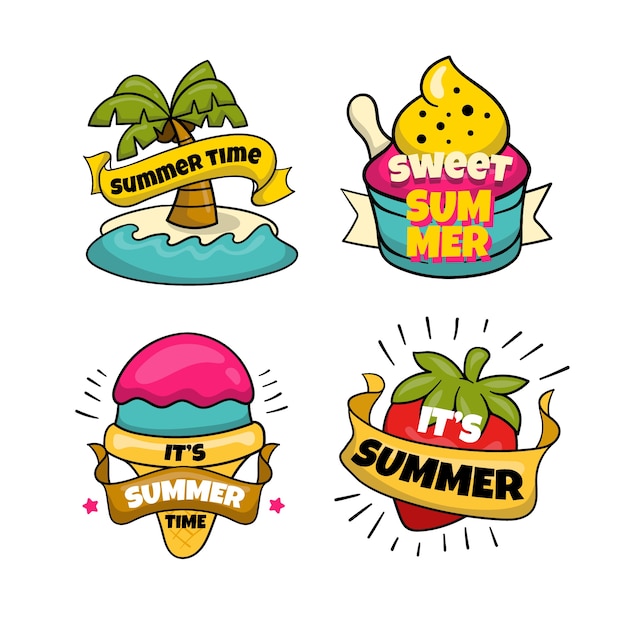 Hand drawn summer labels