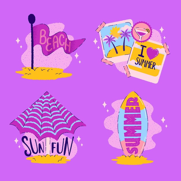 Free Vector hand drawn summer labels