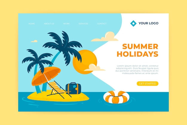 Hand drawn summer landing page template