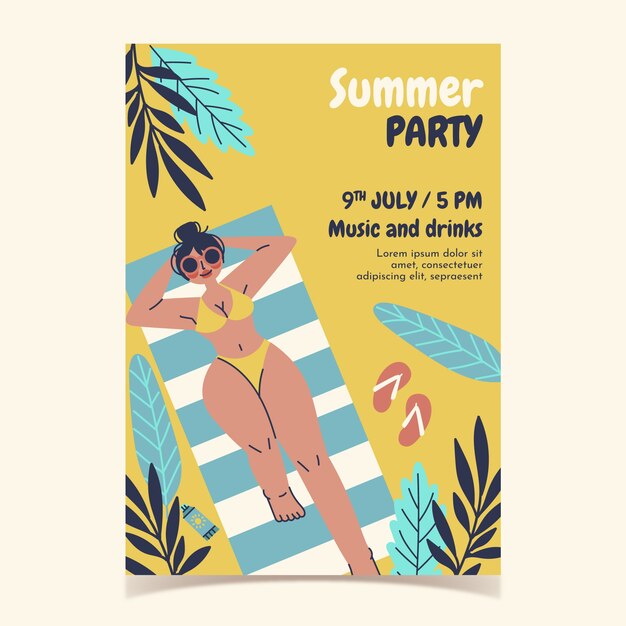 Hand drawn summer party flyer