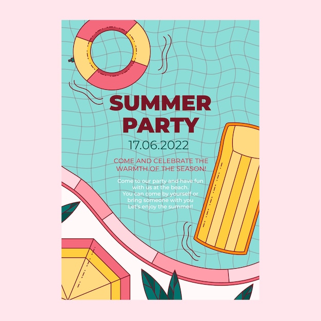 Hand drawn summer party invitation template