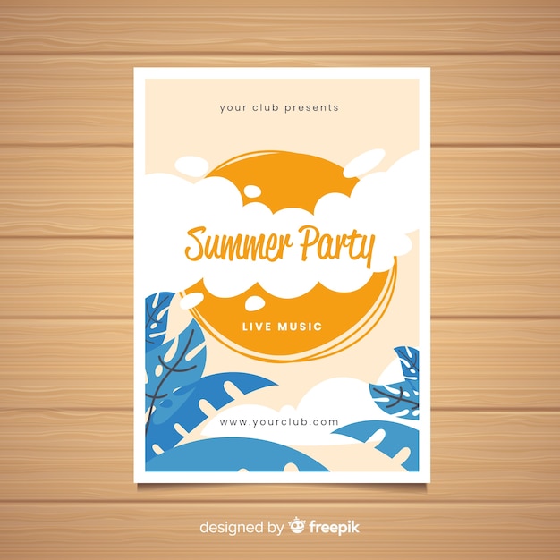 Free Vector hand drawn summer party poster template