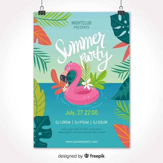 Free vector hand drawn summer party poster template