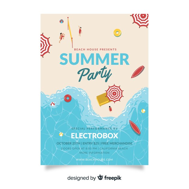 Hand drawn summer party poster template