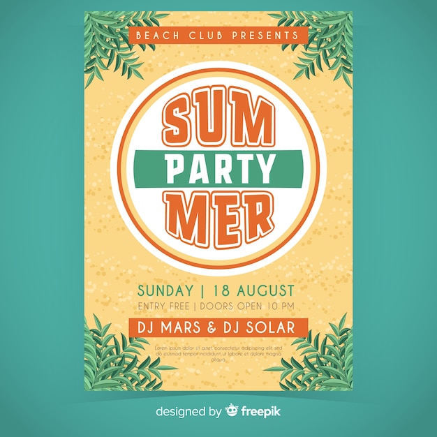 Free vector hand drawn summer party poster template