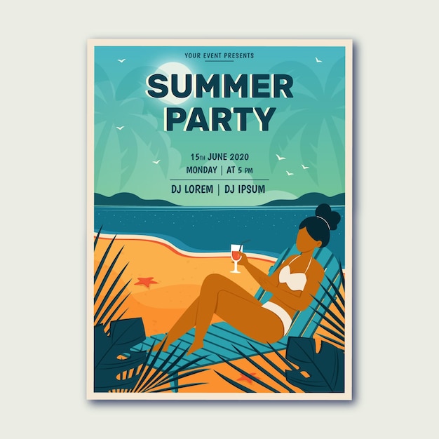 Free vector hand drawn summer party poster