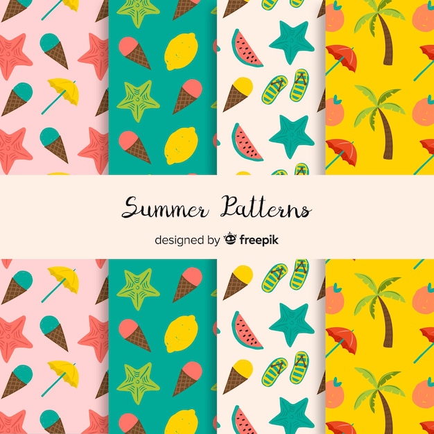 Free Vector hand drawn summer pattern collection