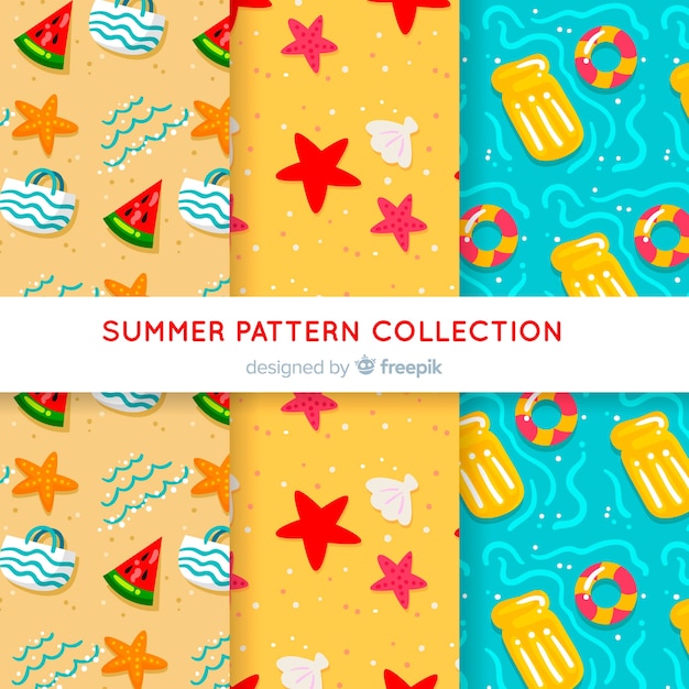 Hand drawn summer pattern collection