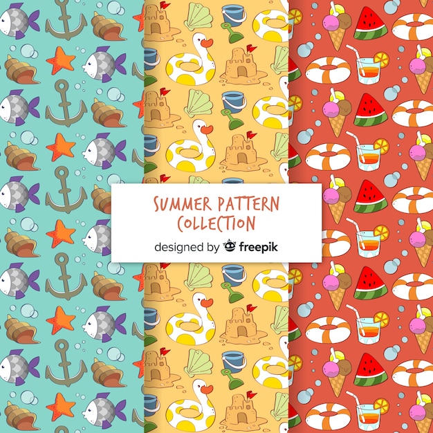 Free Vector hand drawn summer pattern collection