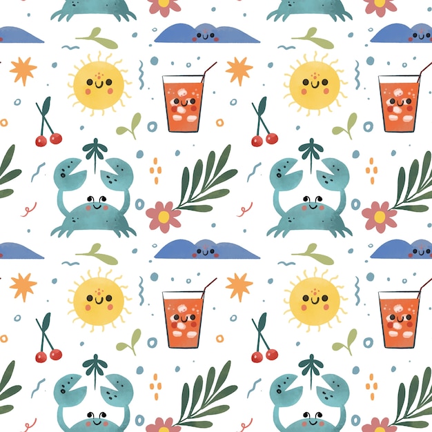 Hand drawn summer pattern design