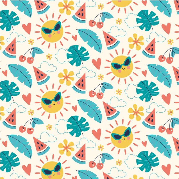 Hand drawn summer pattern design