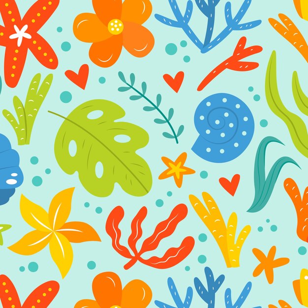 Hand drawn summer pattern design