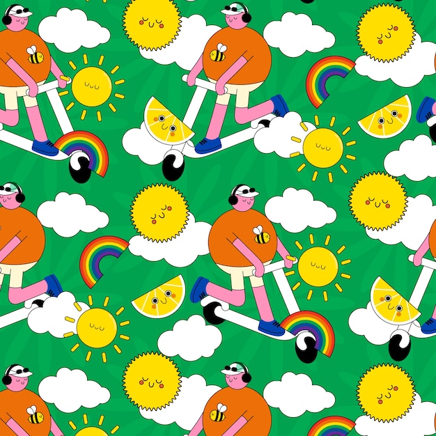 Hand drawn summer pattern design