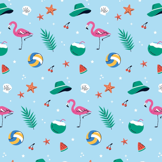 Hand drawn summer pattern design