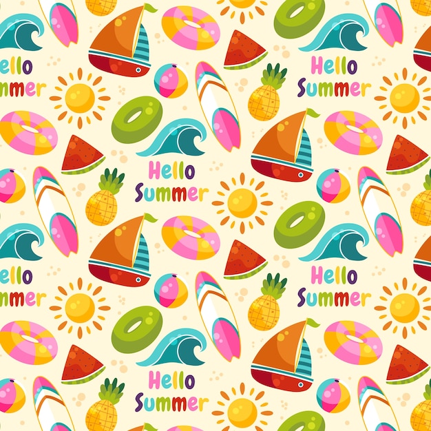 Hand drawn summer pattern design