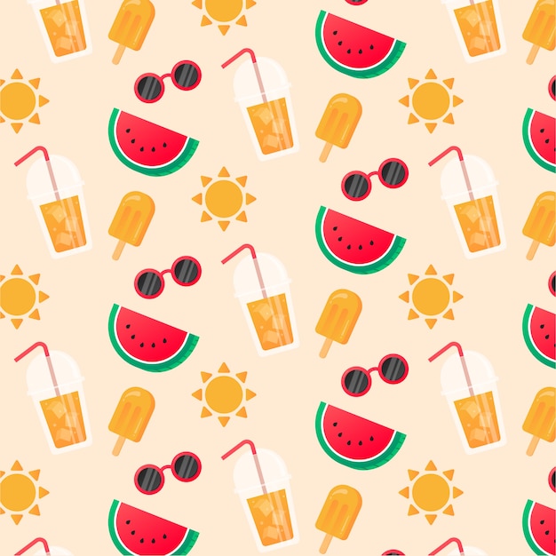 Hand drawn summer pattern design