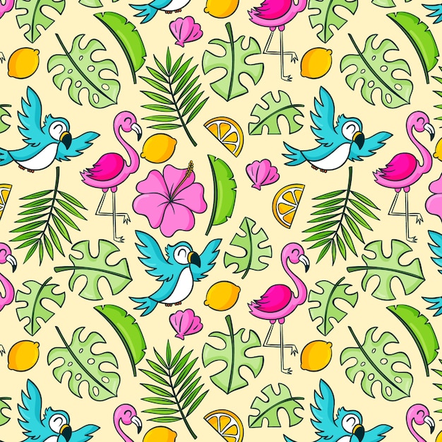 Hand drawn summer pattern design