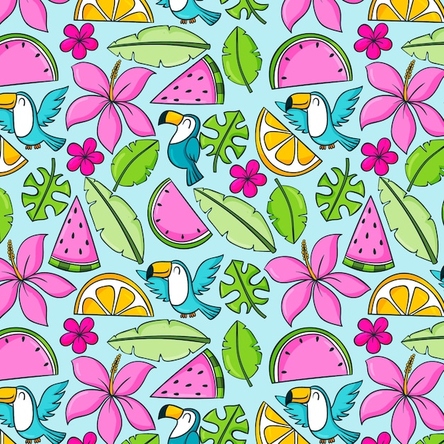 Hand drawn summer pattern design