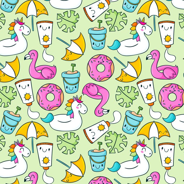 Hand drawn summer pattern design