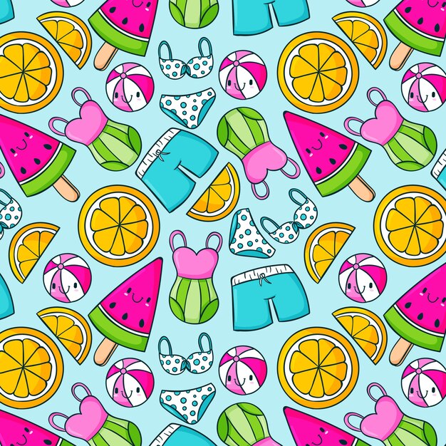 Hand drawn summer pattern design