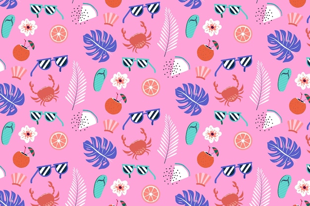 Hand drawn summer pattern design