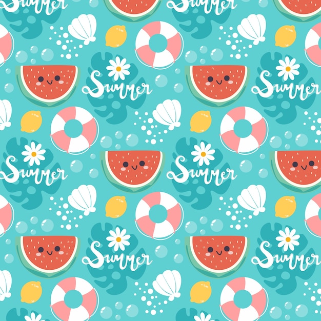 Hand drawn summer pattern design