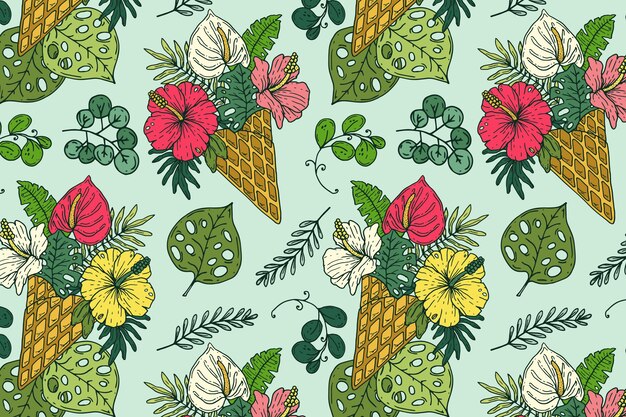 Hand drawn summer pattern design