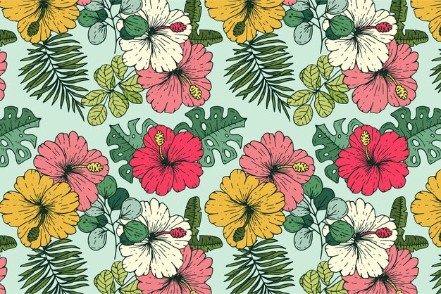 Hand drawn summer pattern design