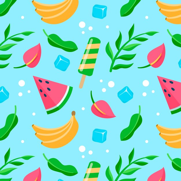 Hand drawn summer pattern with ice cream