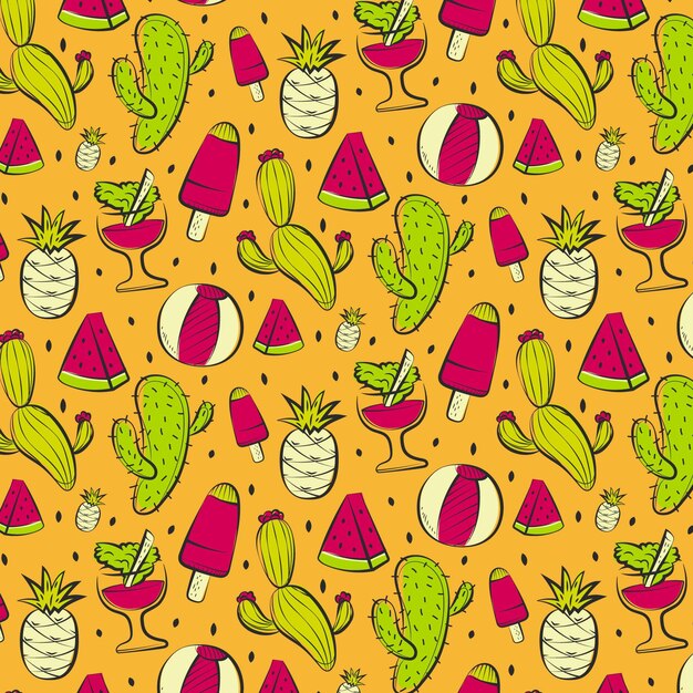 Hand drawn summer pattern