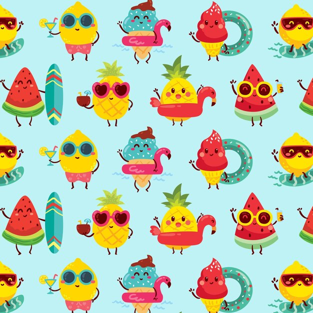 Hand drawn summer pattern