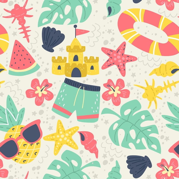 Hand drawn summer pattern