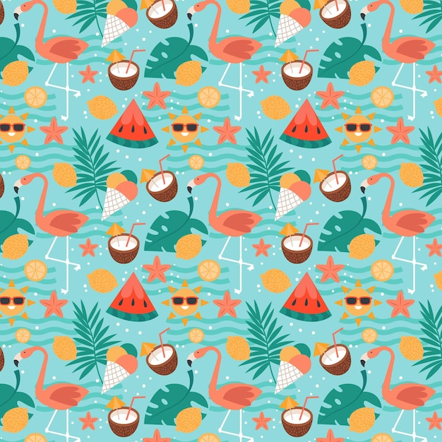 Hand drawn summer pattern