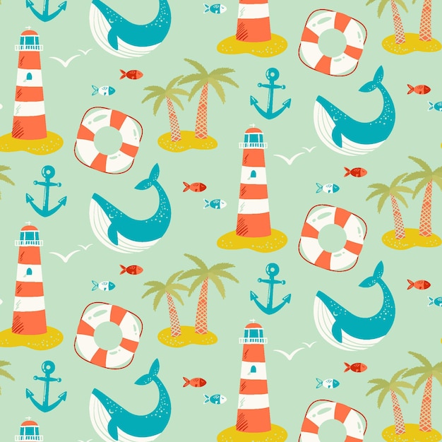 Hand drawn summer pattern