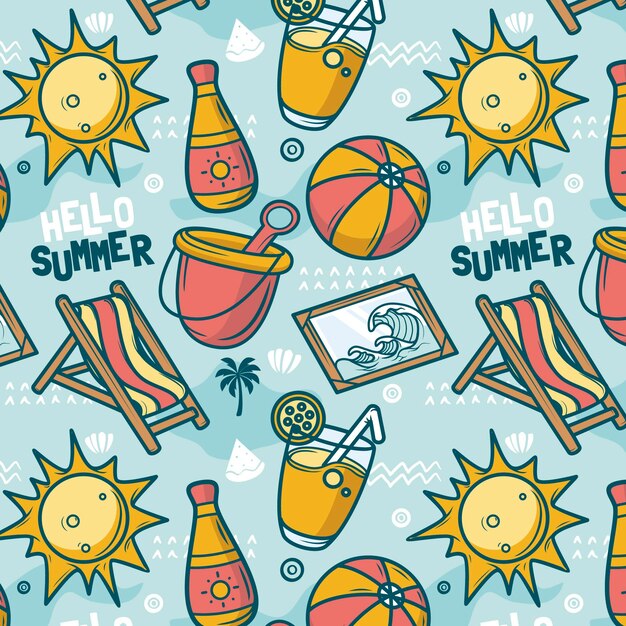 Hand drawn summer pattern