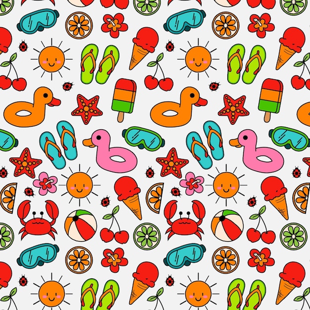 Hand drawn summer pattern