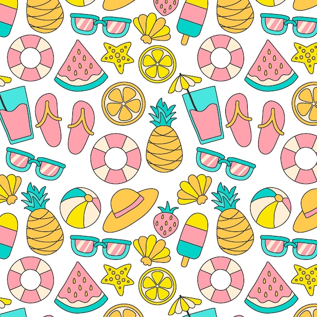 Hand drawn summer pattern