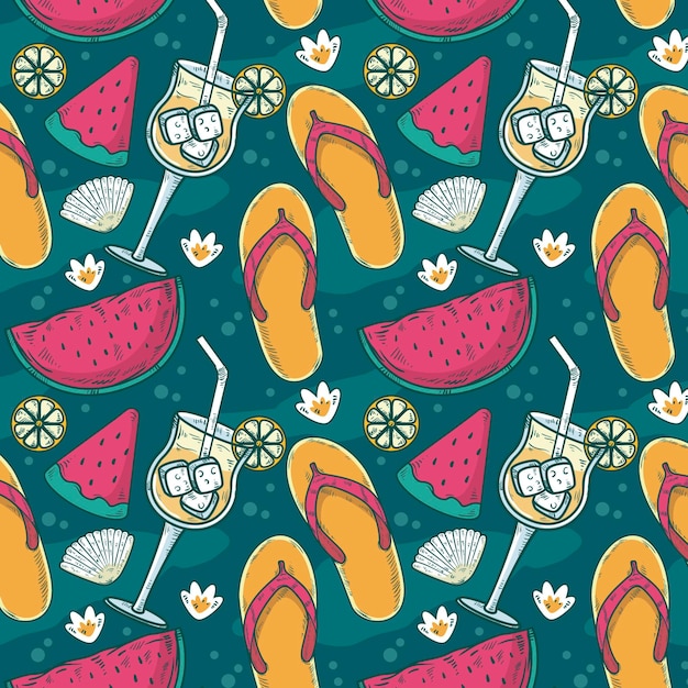 Free Vector hand drawn summer pattern