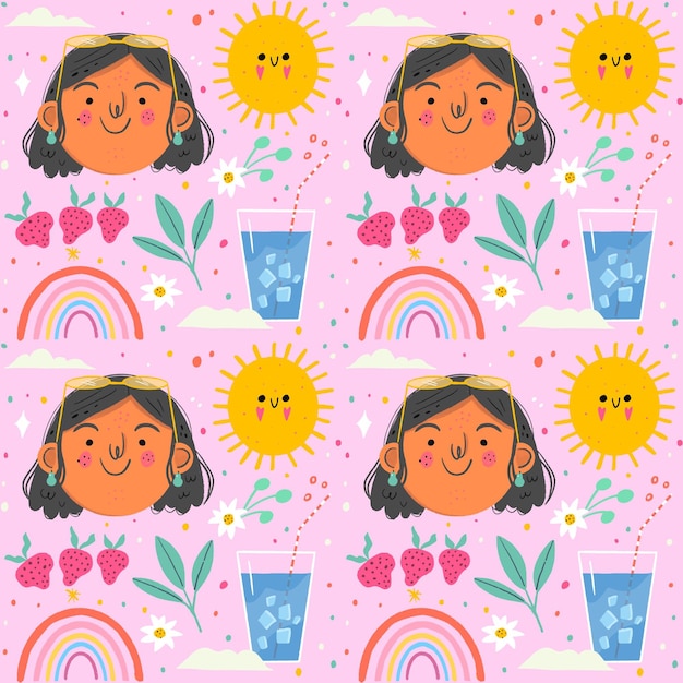 Hand drawn summer pattern