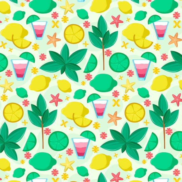 Hand drawn summer pattern